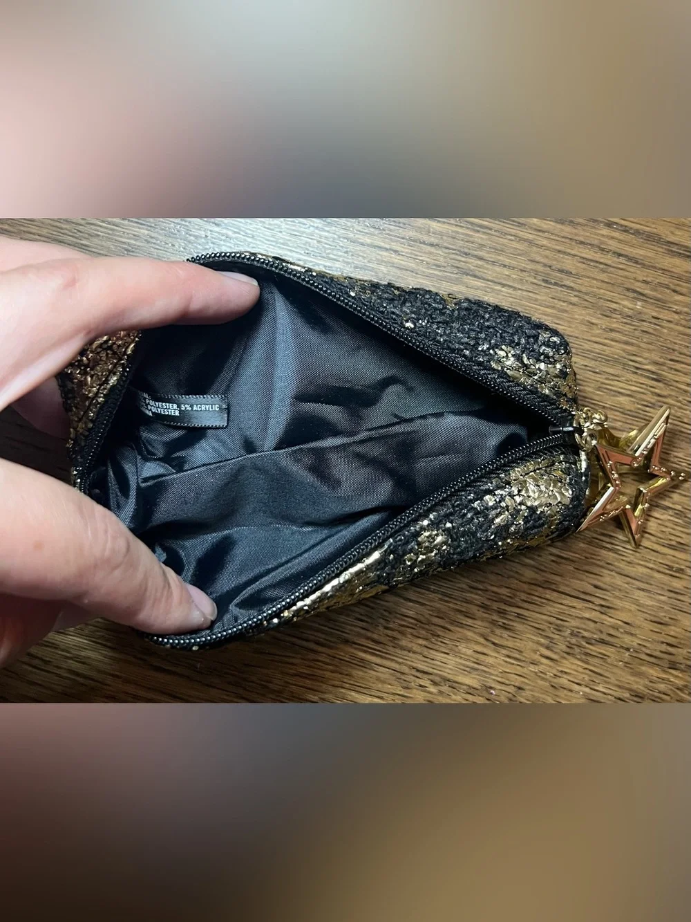 MAC Metallic Gold Black Holiday Star Makeup Cosmetics Bag Pouch Starlit